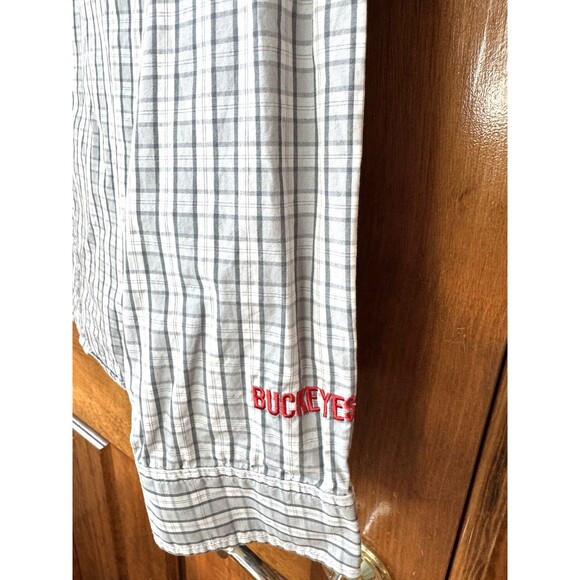 Ohio State Buckeyes Mens LS Button Down Gray/white plaid Dress Shirt Size Med - Picture 5 of 8